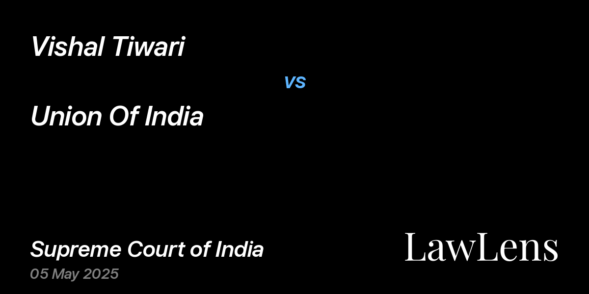 Preview image for Vishal Tiwari vs. Union Of India