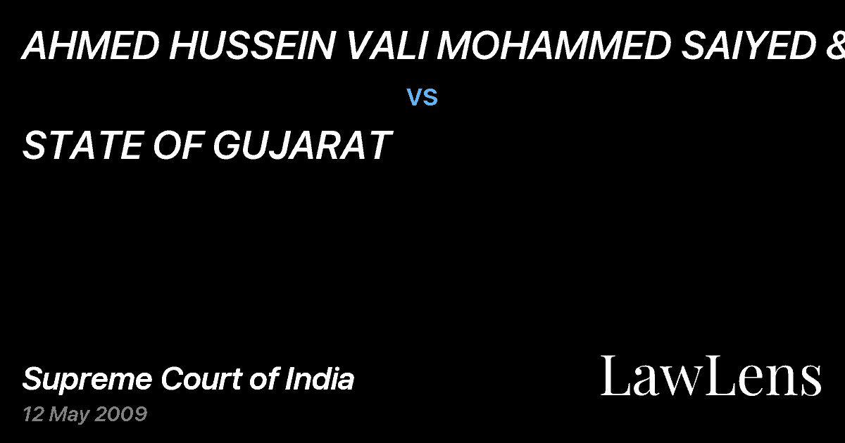 Preview image for AHMED HUSSEIN VALI MOHAMMED SAIYED &ANR. vs. STATE OF GUJARAT