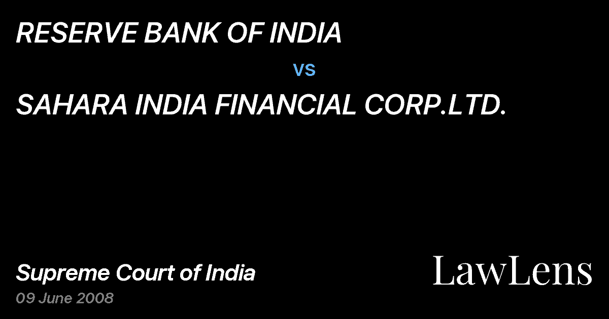 Preview image for RESERVE BANK OF INDIA vs. SAHARA INDIA FINANCIAL CORP.LTD.