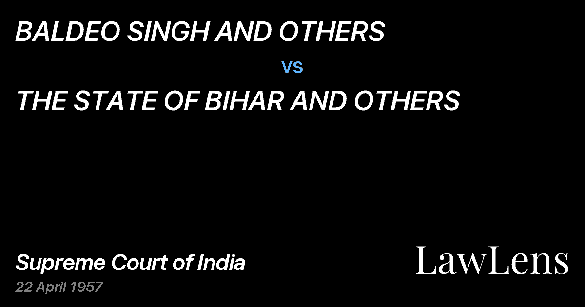 Preview image for BALDEO SINGH AND OTHERS vs. THE STATE OF BIHAR AND OTHERS