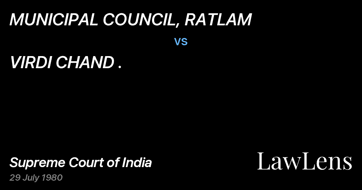 Preview image for MUNICIPAL COUNCIL, RATLAM vs. VIRDI CHAND .