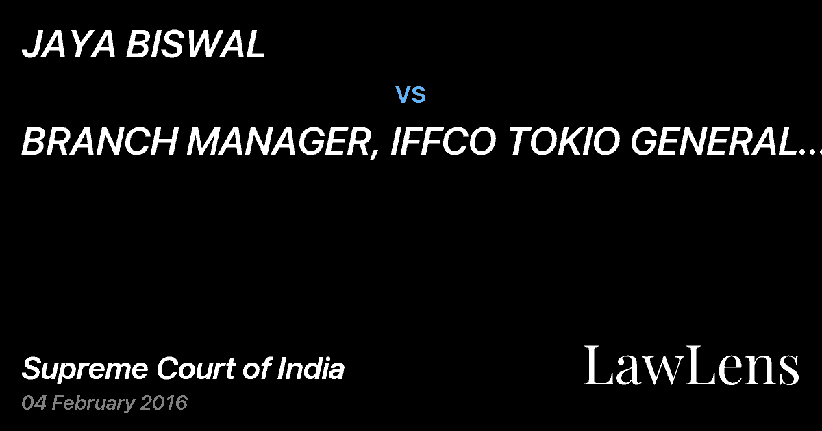 Preview image for JAYA BISWAL vs. BRANCH MANAGER, IFFCO TOKIO GENERAL INSURANCE COMPANY LTD.