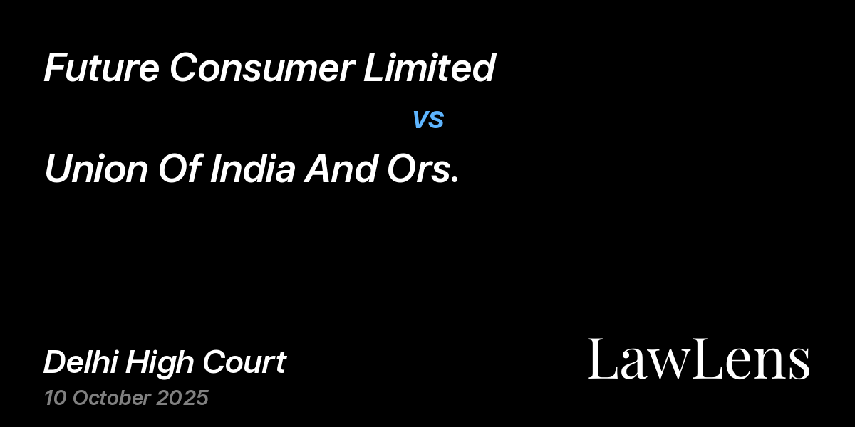 Preview image for Future Consumer Limited vs. Union Of India And Ors.
