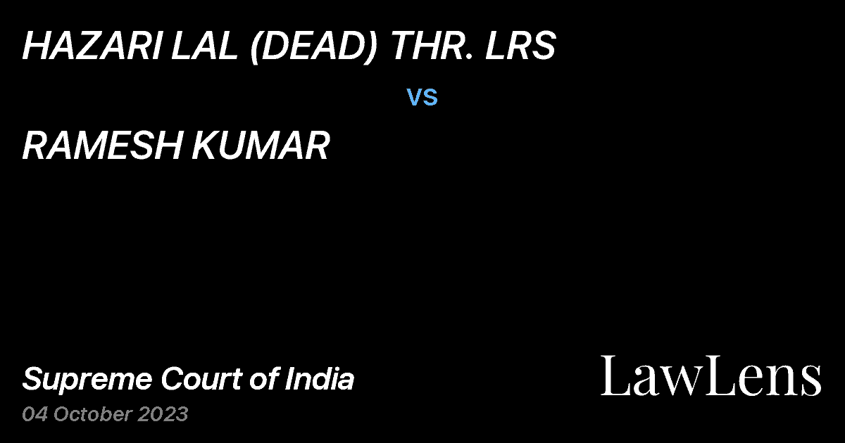 Preview image for HAZARI LAL (DEAD) THR. LRS vs. RAMESH KUMAR