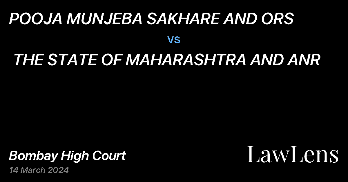 Preview image for POOJA MUNJEBA SAKHARE AND ORS vs. THE STATE OF MAHARASHTRA AND ANR