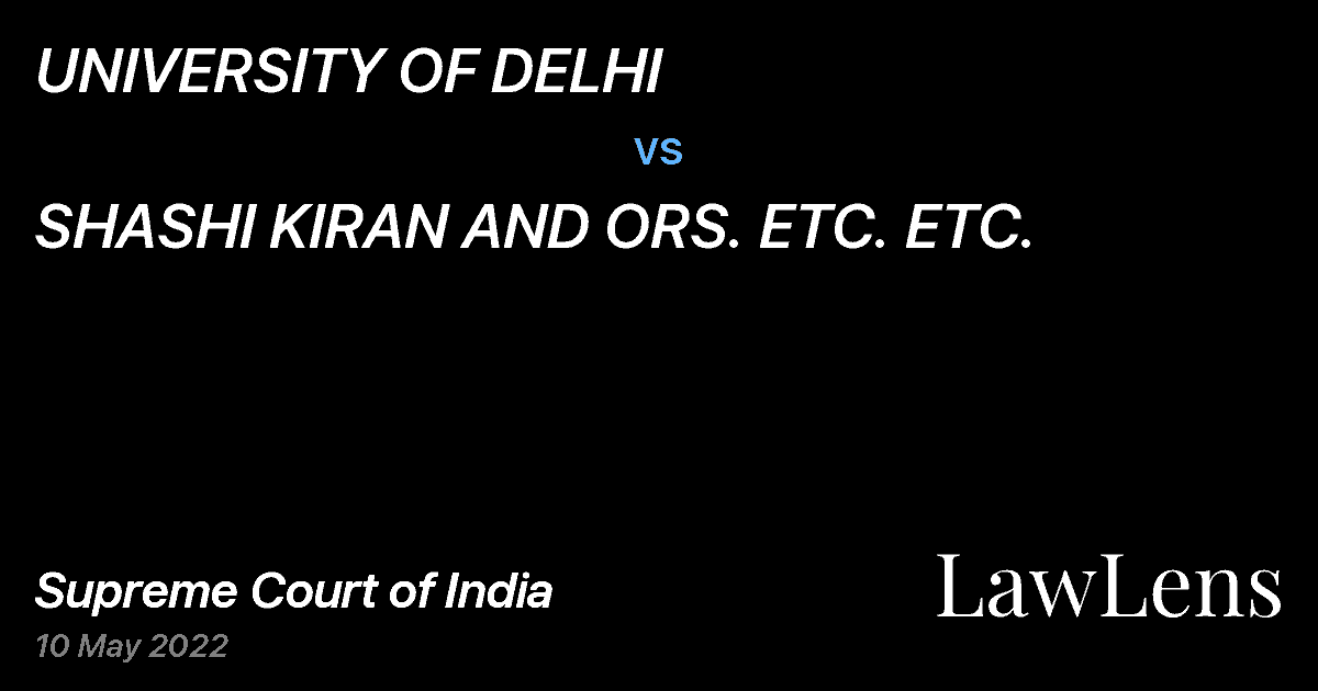 Preview image for UNIVERSITY OF DELHI vs. SHASHI KIRAN AND ORS. ETC. ETC.