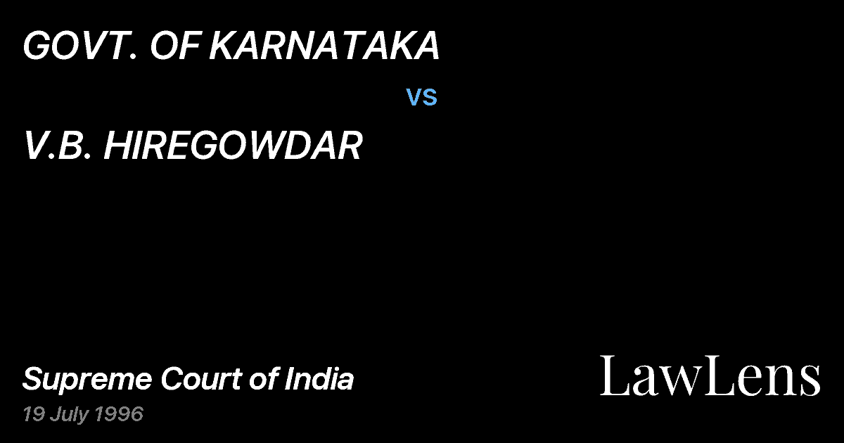 Preview image for GOVT. OF KARNATAKA vs. V.B. HIREGOWDAR