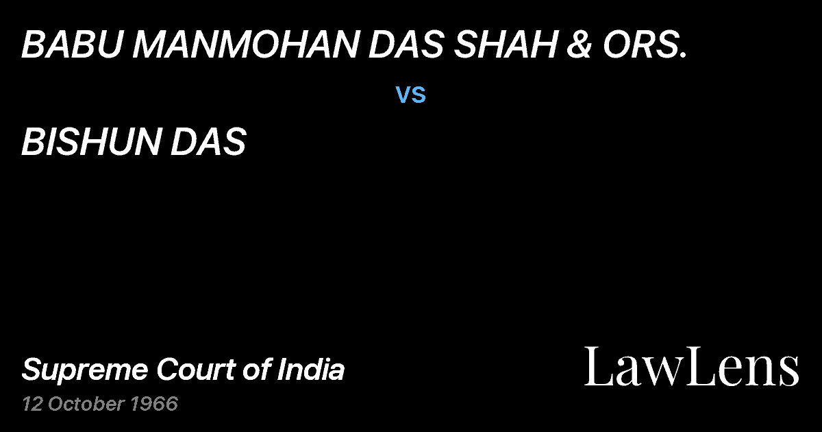 Preview image for BABU MANMOHAN DAS SHAH & ORS. vs. BISHUN DAS