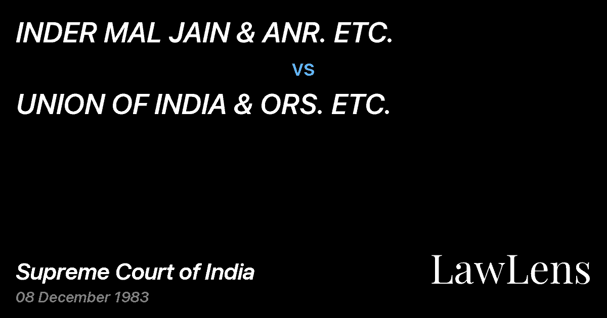 Preview image for INDER MAL JAIN & ANR. ETC. vs. UNION OF INDIA & ORS. ETC.