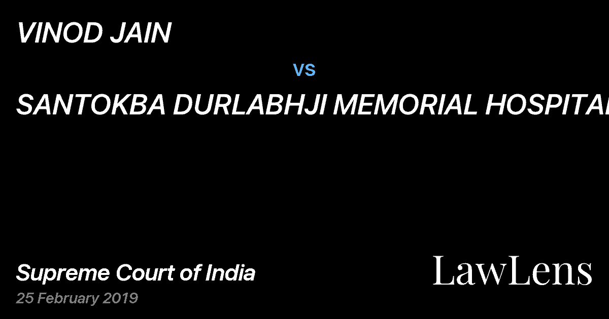 Preview image for VINOD JAIN vs. SANTOKBA DURLABHJI MEMORIAL HOSPITAL