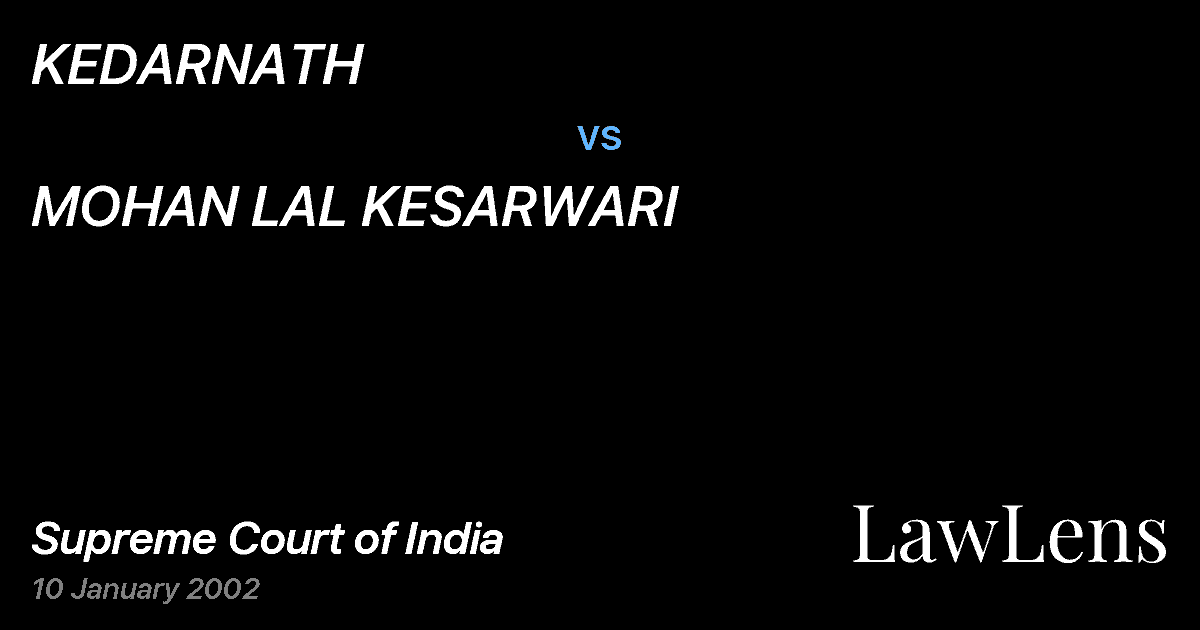 Preview image for KEDARNATH vs. MOHAN LAL KESARWARI