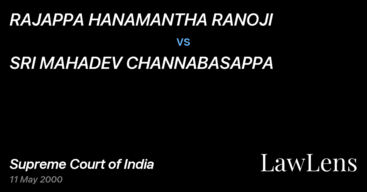 Preview image for RAJAPPA HANAMANTHA RANOJI vs. SRI MAHADEV CHANNABASAPPA