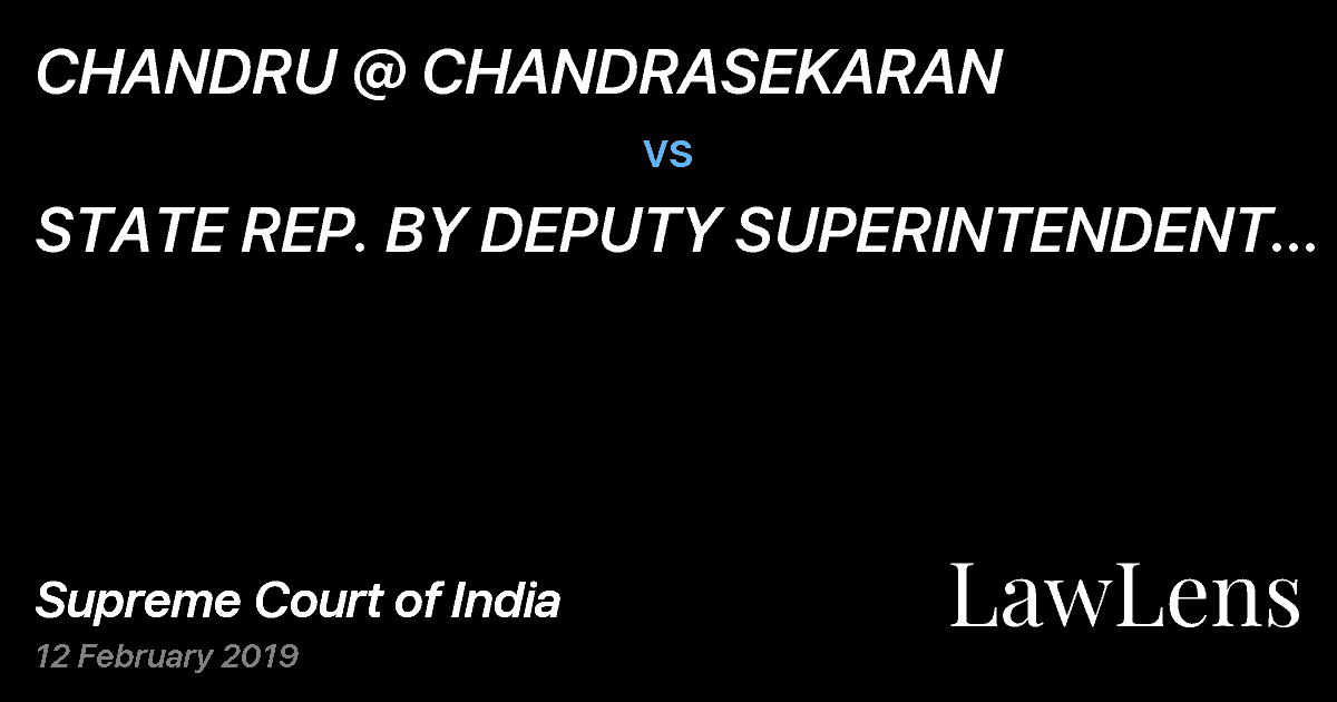Preview image for CHANDRU @ CHANDRASEKARAN vs. STATE REP. BY DEPUTY SUPERINTENDENT OF POLICE CB CID