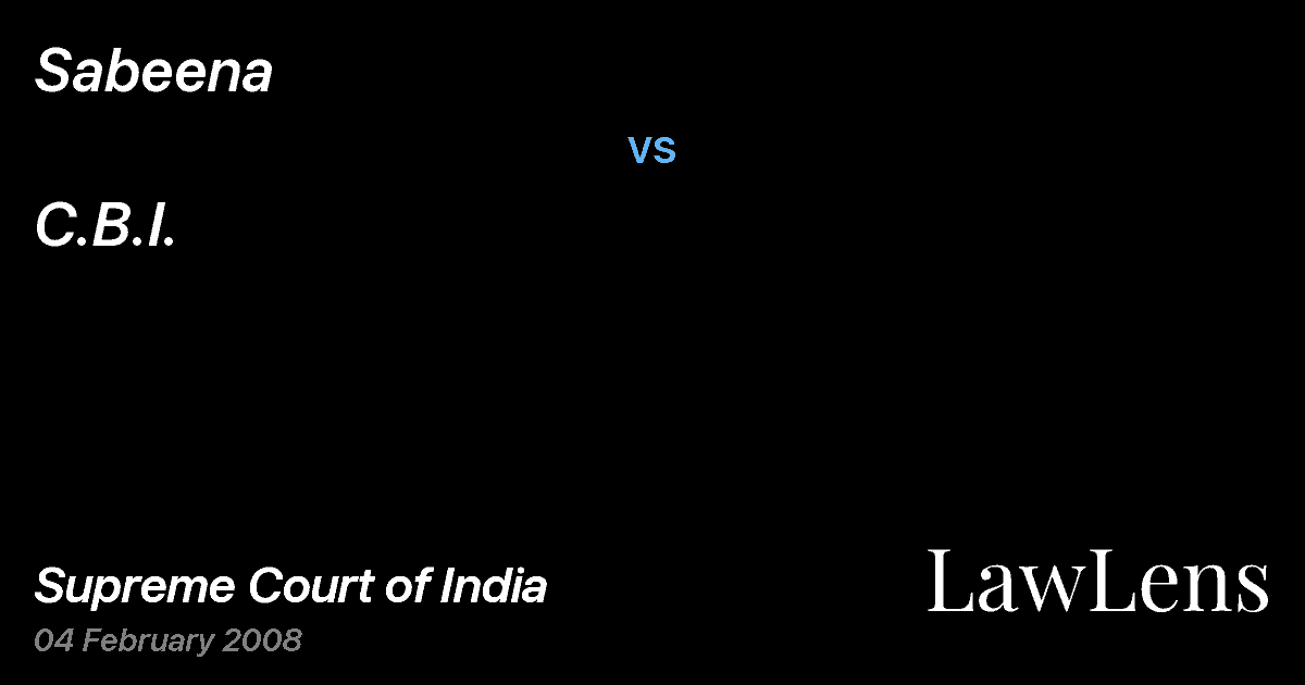 Preview image for Sabeena vs. C.B.I.