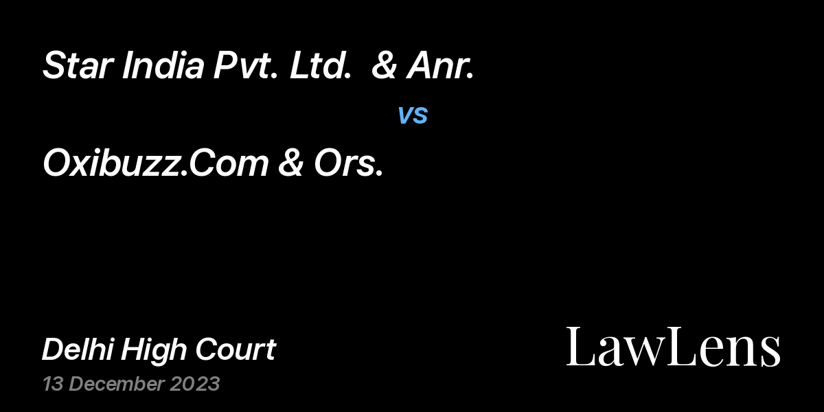 Preview image for Star India Pvt. Ltd.  & Anr. vs. Oxibuzz.Com & Ors.