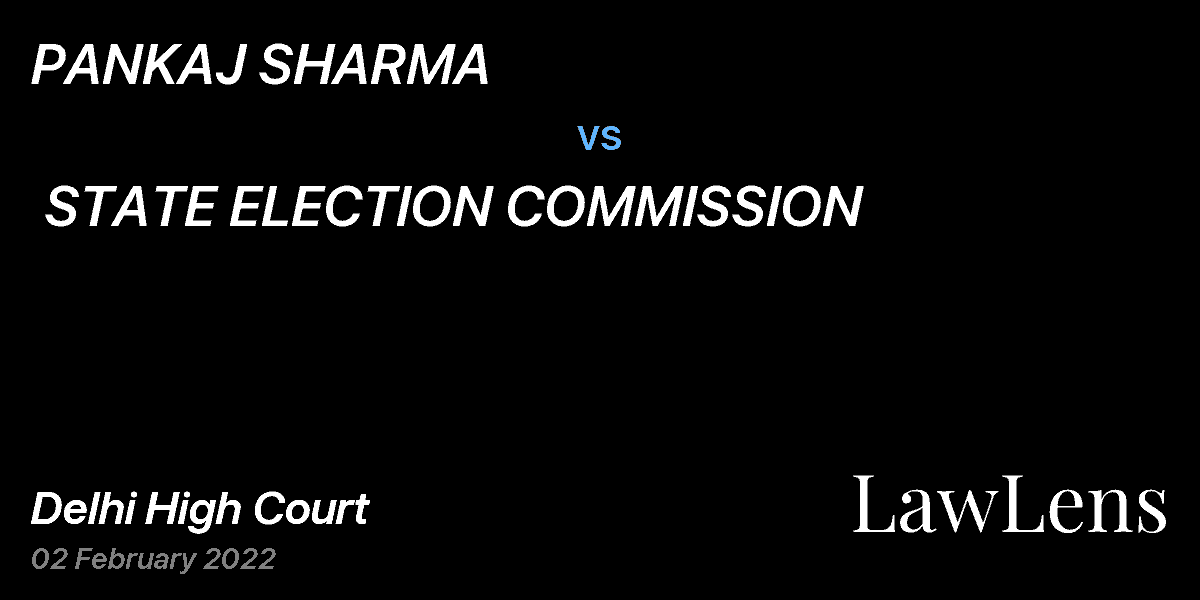 Preview image for PANKAJ SHARMA vs. STATE ELECTION COMMISSION