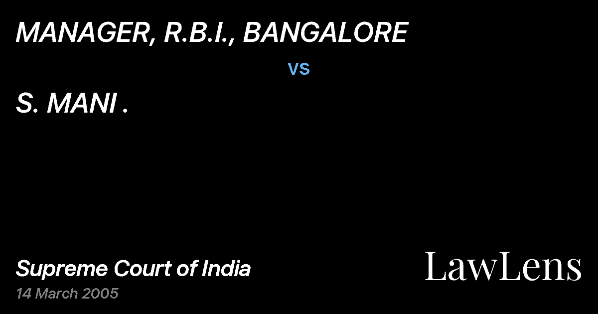 Preview image for MANAGER, R.B.I., BANGALORE vs. S. MANI .