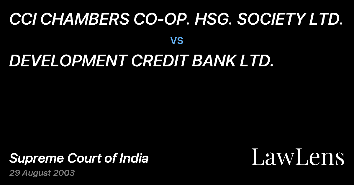 Preview image for CCI CHAMBERS CO-OP. HSG. SOCIETY LTD. vs. DEVELOPMENT CREDIT BANK LTD.