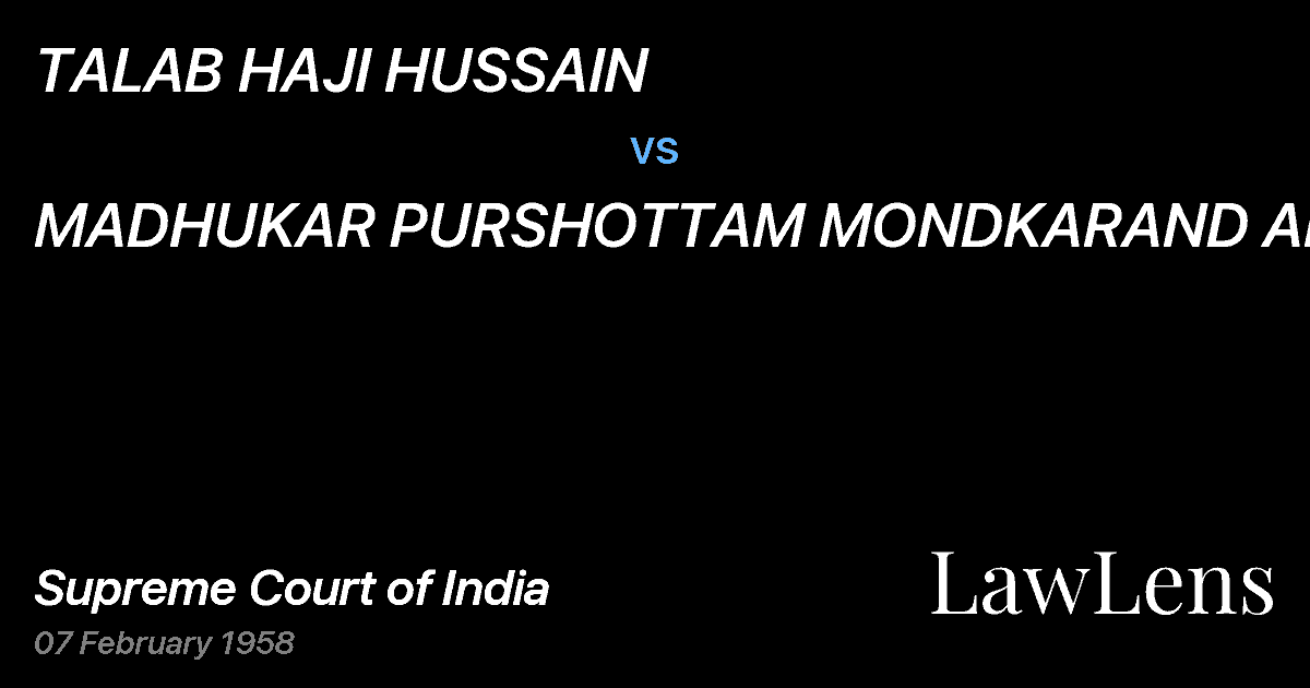 Preview image for TALAB HAJI HUSSAIN vs. MADHUKAR PURSHOTTAM MONDKARAND ANOTHER