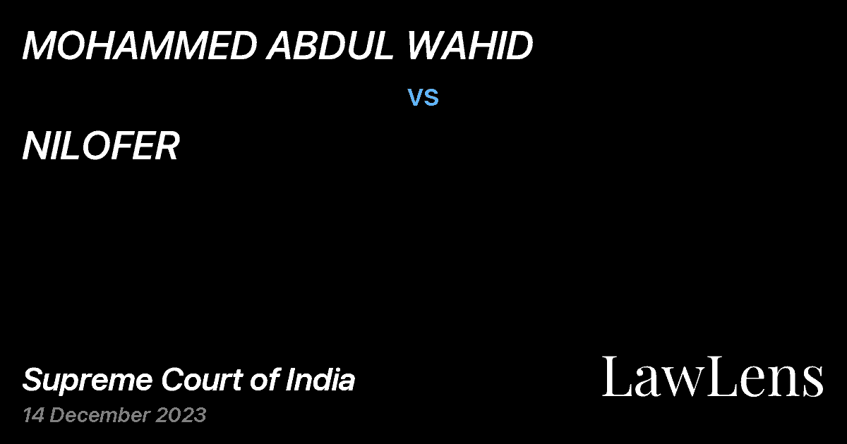 Preview image for MOHAMMED ABDUL WAHID vs. NILOFER