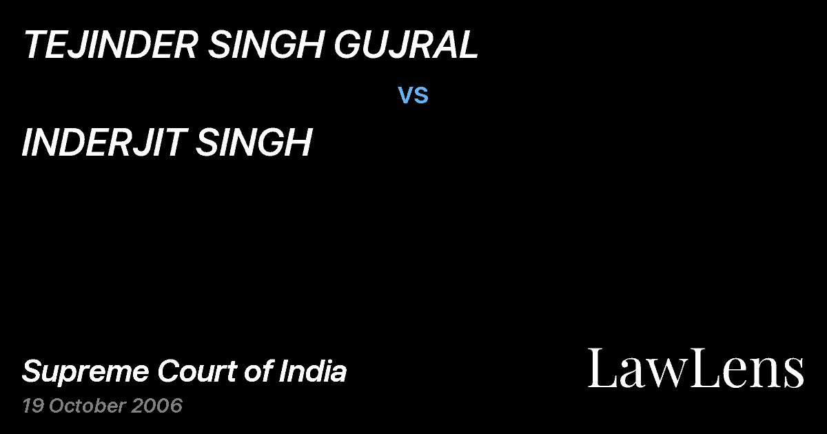 Preview image for TEJINDER SINGH GUJRAL vs. INDERJIT SINGH
