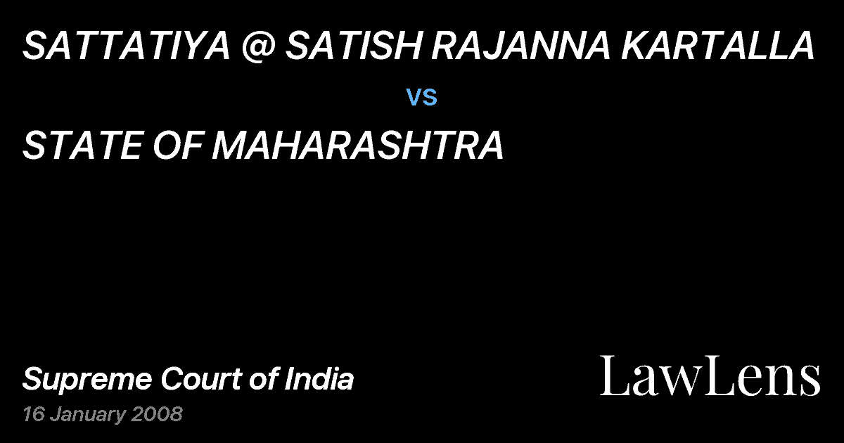 Preview image for SATTATIYA @ SATISH RAJANNA KARTALLA vs. STATE OF MAHARASHTRA