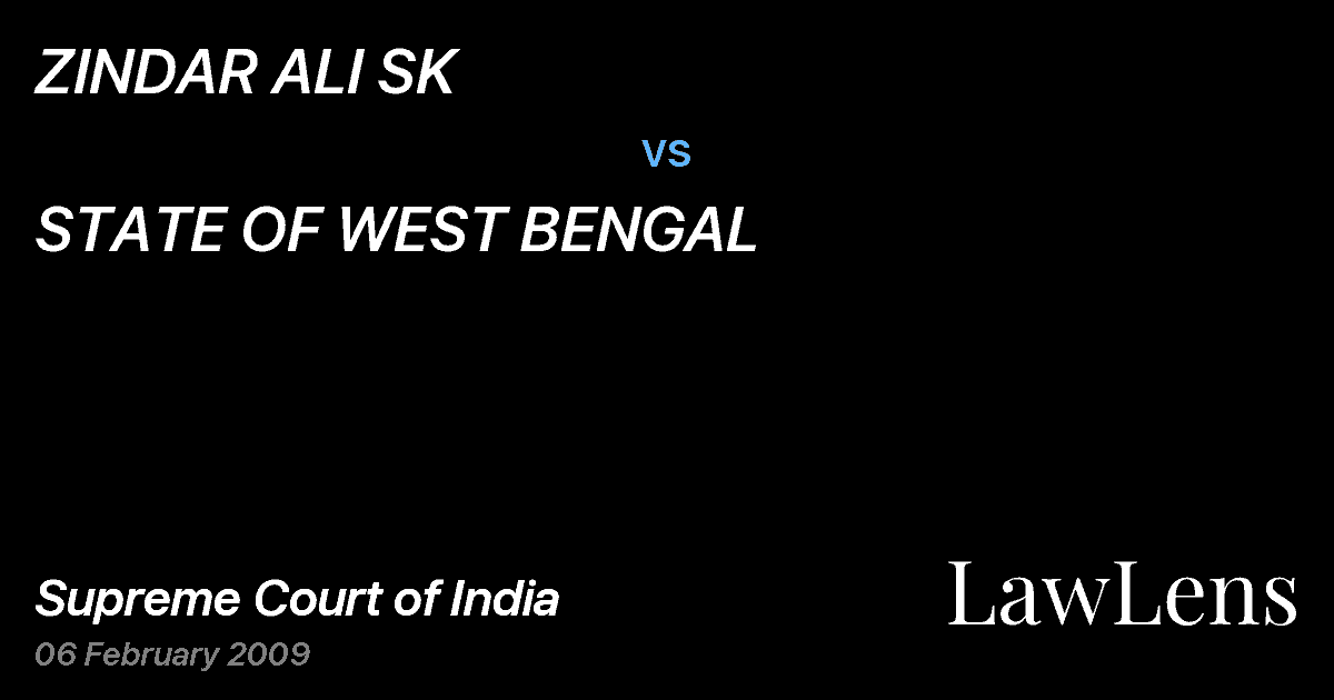 Preview image for ZINDAR ALI SK vs. STATE OF WEST BENGAL