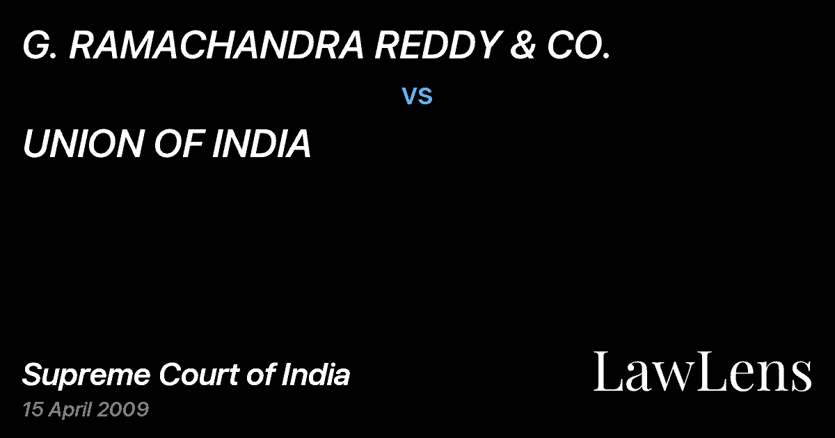 Preview image for G. RAMACHANDRA REDDY & CO. vs. UNION OF INDIA
