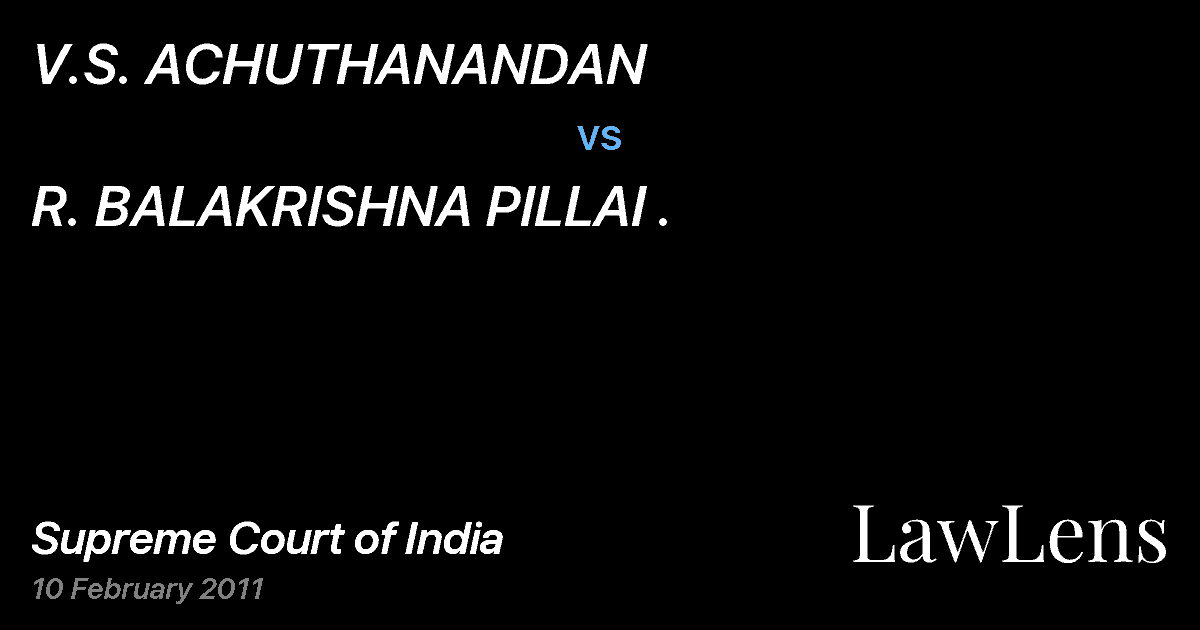 Preview image for V.S. ACHUTHANANDAN vs. R. BALAKRISHNA PILLAI .