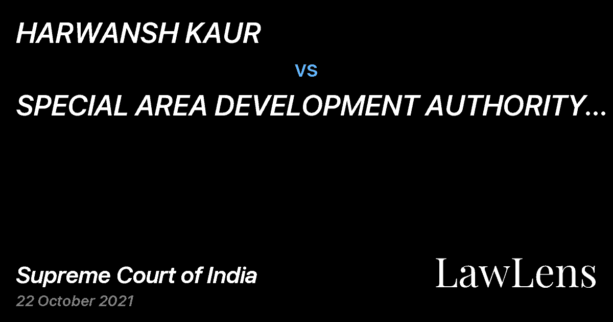 Preview image for HARWANSH KAUR vs. SPECIAL AREA DEVELOPMENT AUTHORITY (COUNTER MAGNET) GWALIOR