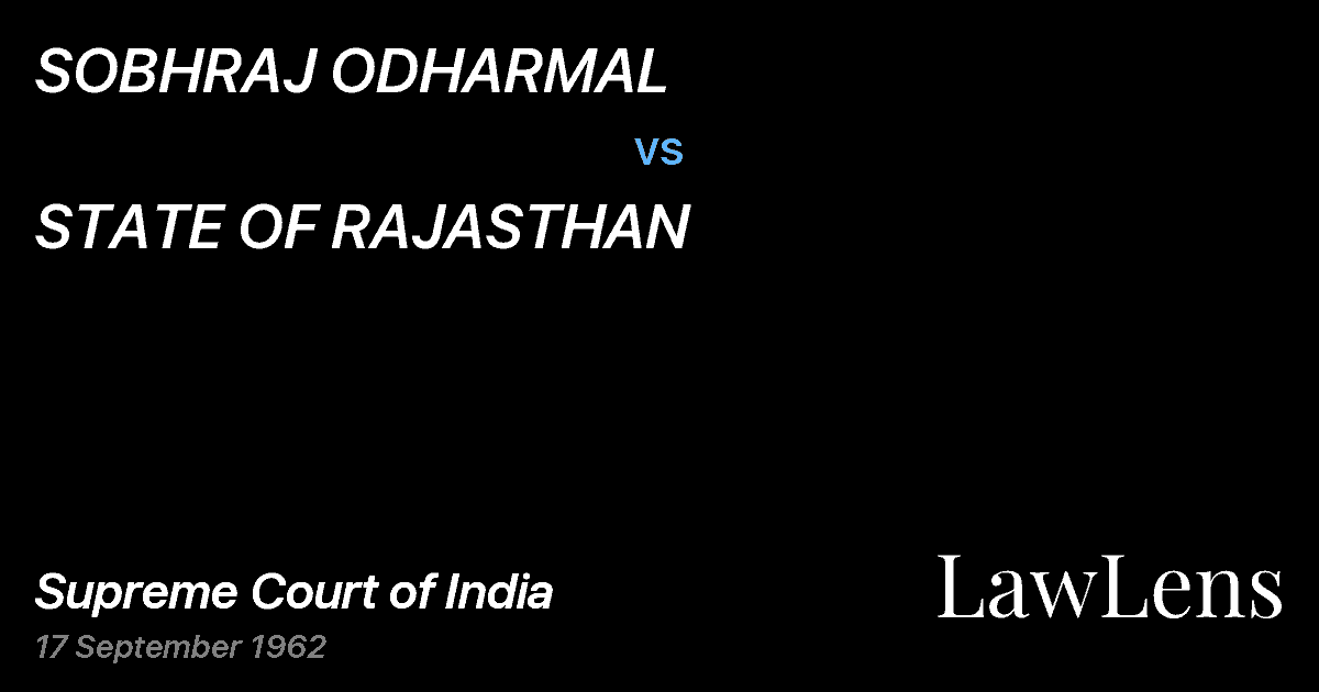 Preview image for SOBHRAJ ODHARMAL vs. STATE OF RAJASTHAN