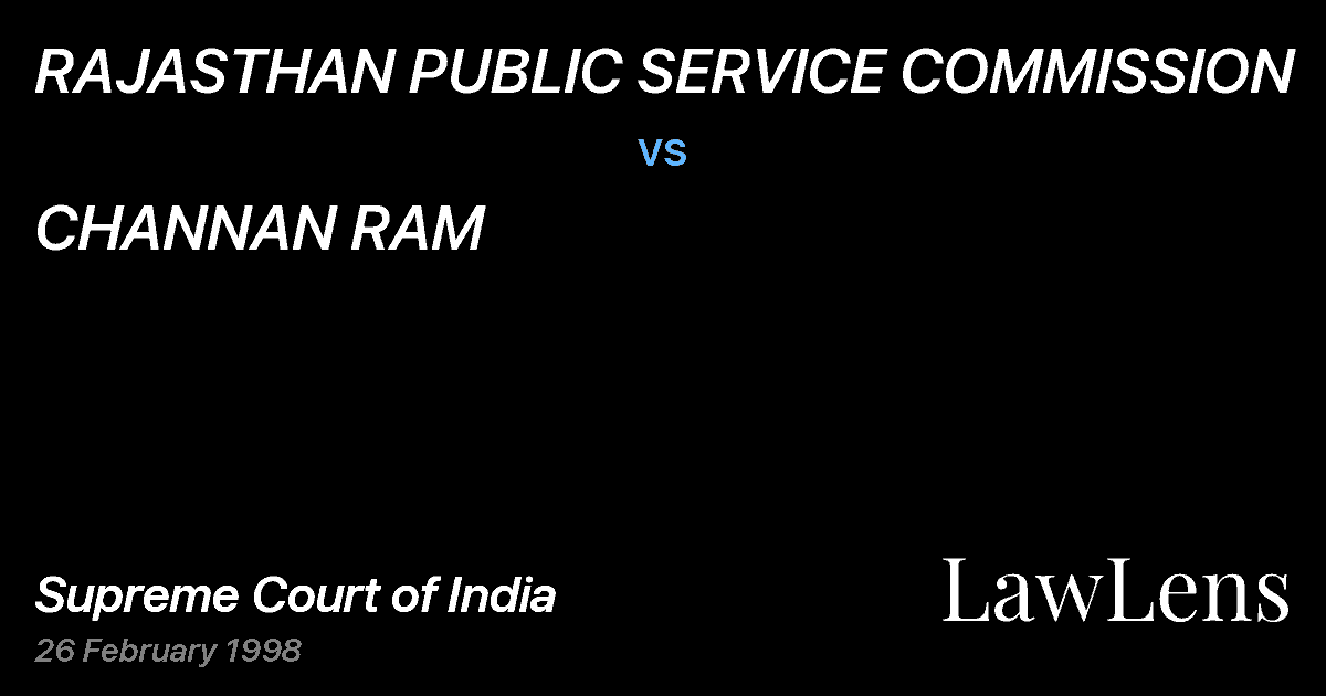 Preview image for RAJASTHAN PUBLIC SERVICE COMMISSION vs. CHANNAN RAM