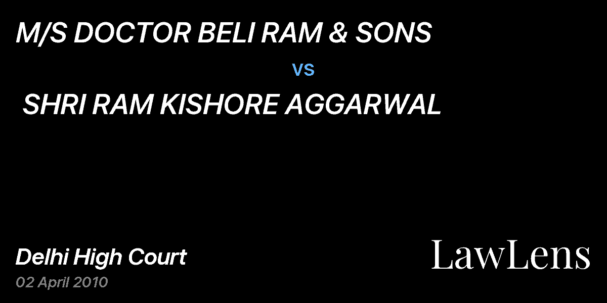Preview image for M/S DOCTOR BELI RAM & SONS vs. SHRI RAM KISHORE AGGARWAL