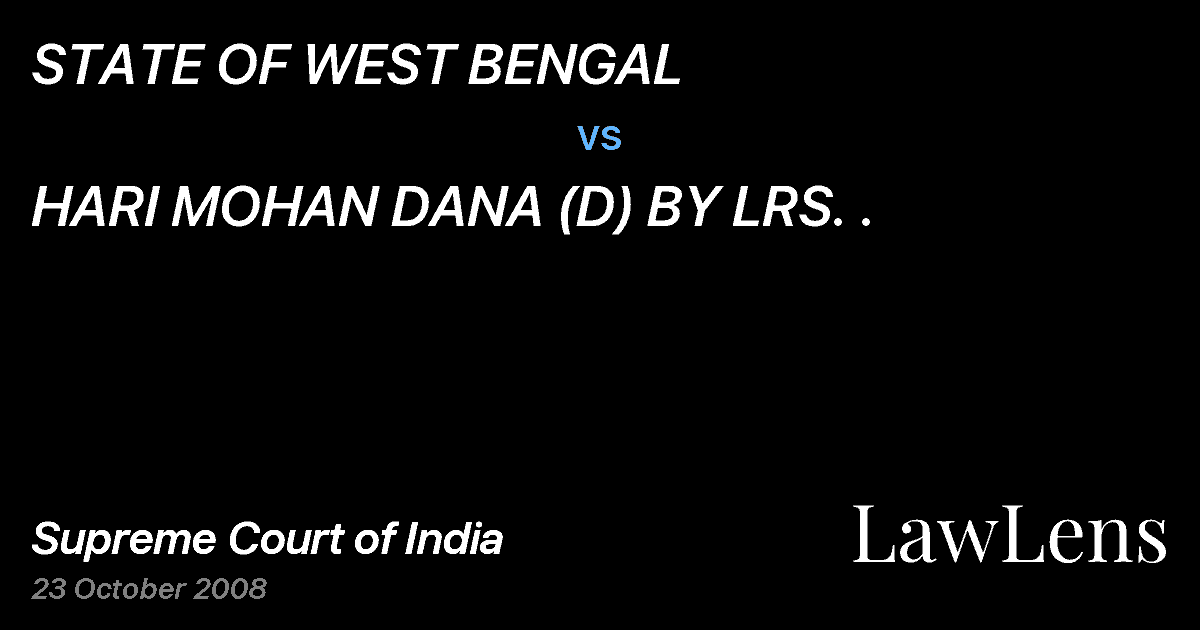 Preview image for STATE OF WEST BENGAL vs. HARI MOHAN DANA (D) BY LRS. .