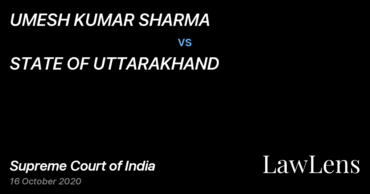 Preview image for UMESH KUMAR SHARMA vs. STATE OF UTTARAKHAND