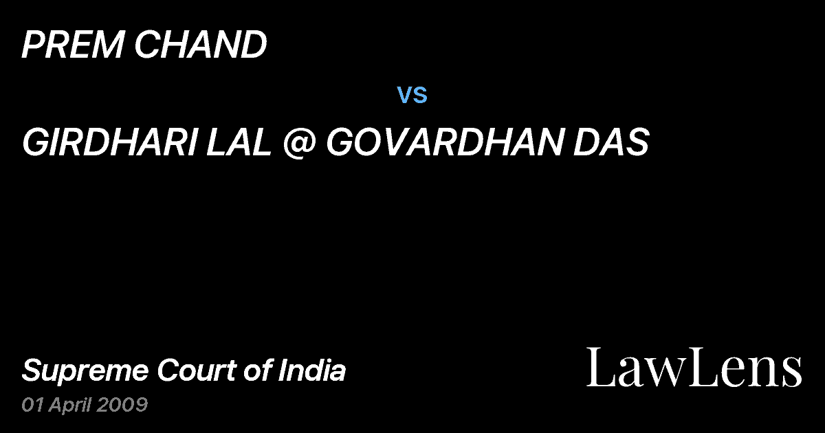 Preview image for PREM CHAND vs. GIRDHARI LAL @ GOVARDHAN DAS