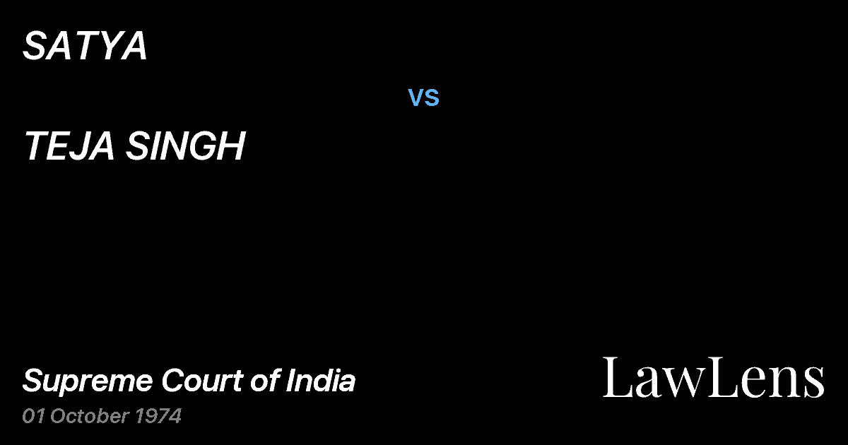 Preview image for SATYA vs. TEJA SINGH