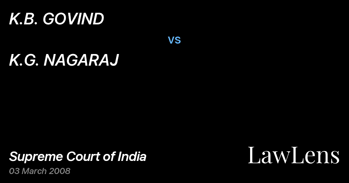 Preview image for K.B. GOVIND vs. K.G. NAGARAJ