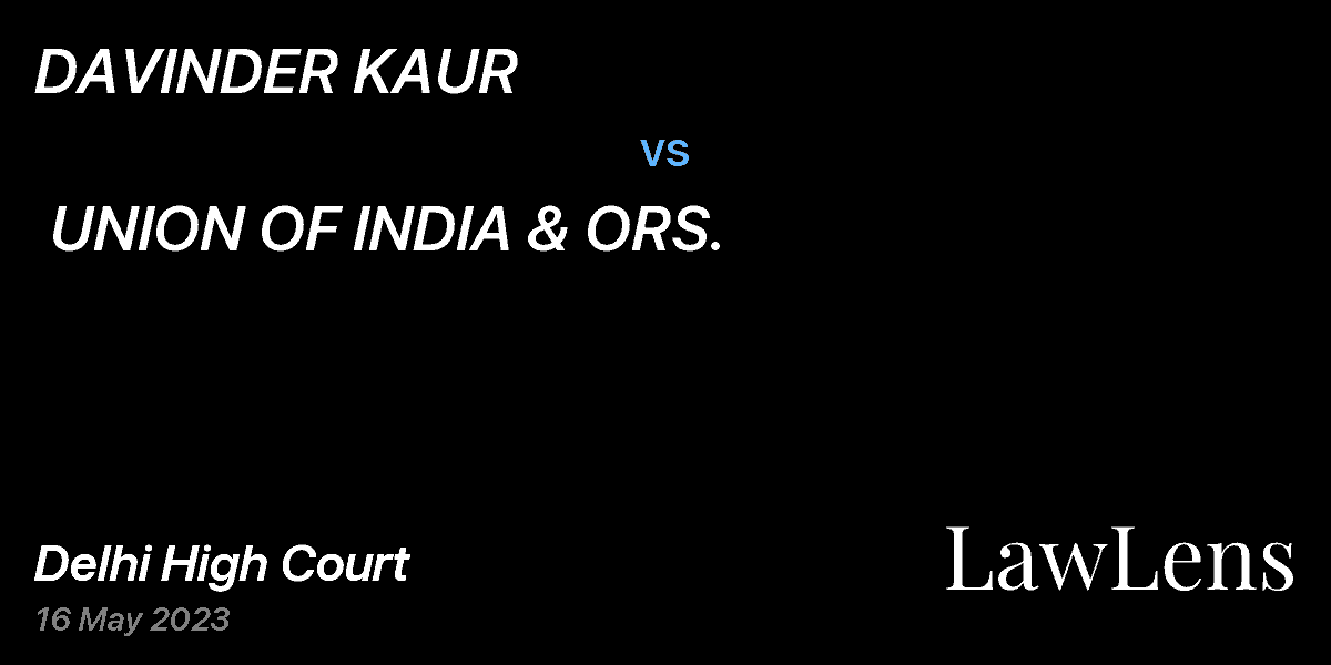 Preview image for DAVINDER KAUR vs. UNION OF INDIA & ORS.