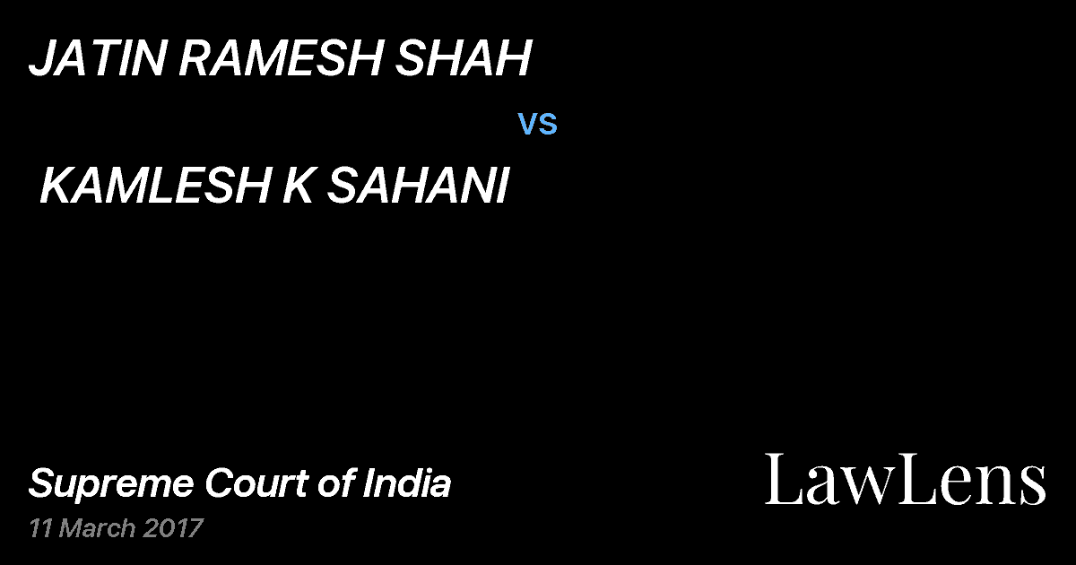 Preview image for JATIN RAMESH SHAH vs. KAMLESH K SAHANI