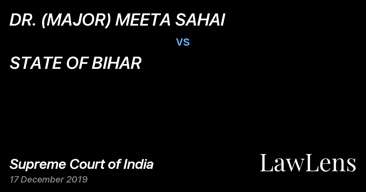 Preview image for DR. (MAJOR) MEETA SAHAI vs. STATE OF BIHAR