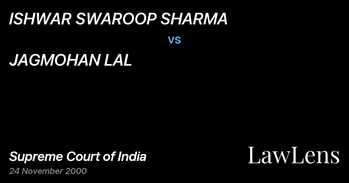 Preview image for ISHWAR SWAROOP SHARMA vs. JAGMOHAN LAL