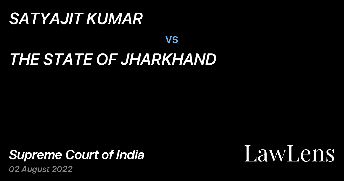 Preview image for SATYAJIT KUMAR vs. THE STATE OF JHARKHAND