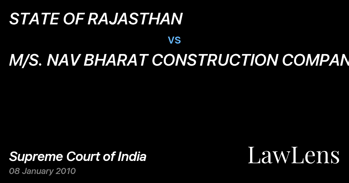 Preview image for STATE OF RAJASTHAN vs. M/S. NAV BHARAT CONSTRUCTION COMPANY