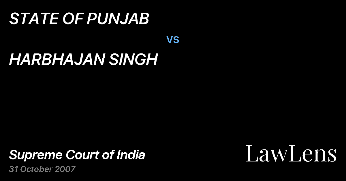 Preview image for STATE OF PUNJAB vs. HARBHAJAN SINGH