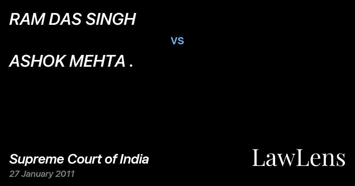 Preview image for RAM DAS SINGH vs. ASHOK MEHTA .