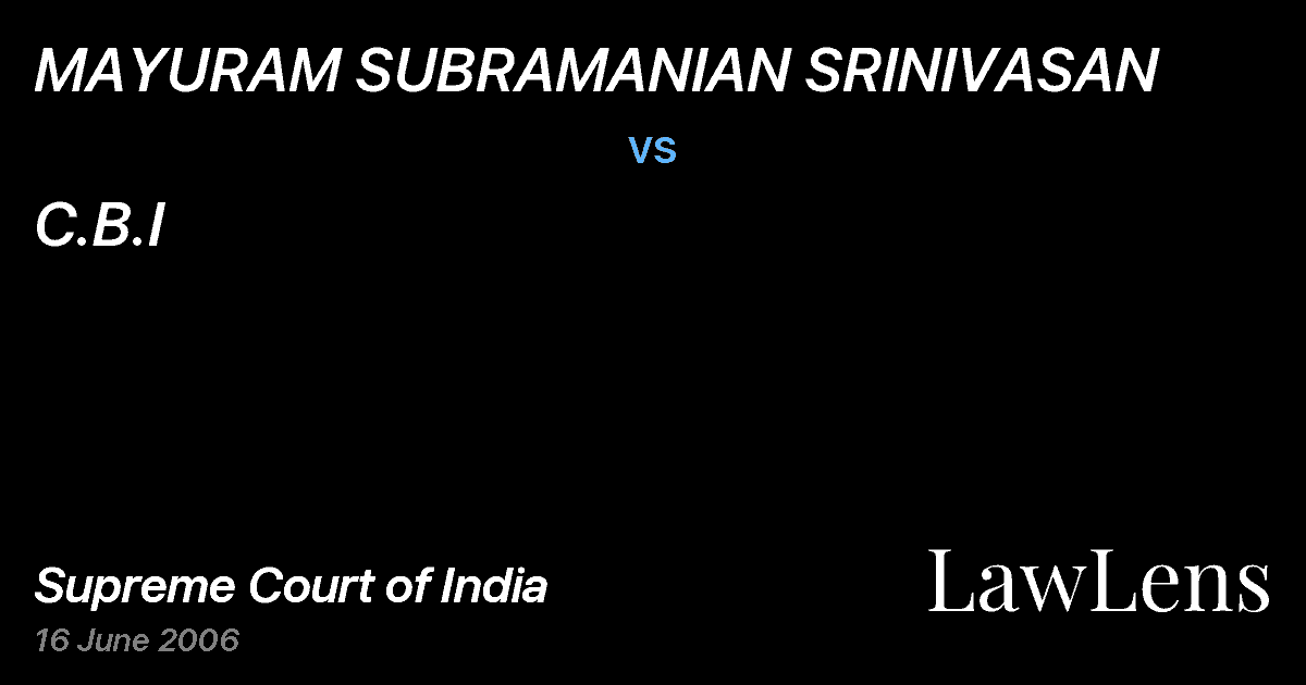 Preview image for MAYURAM SUBRAMANIAN SRINIVASAN vs. C.B.I
