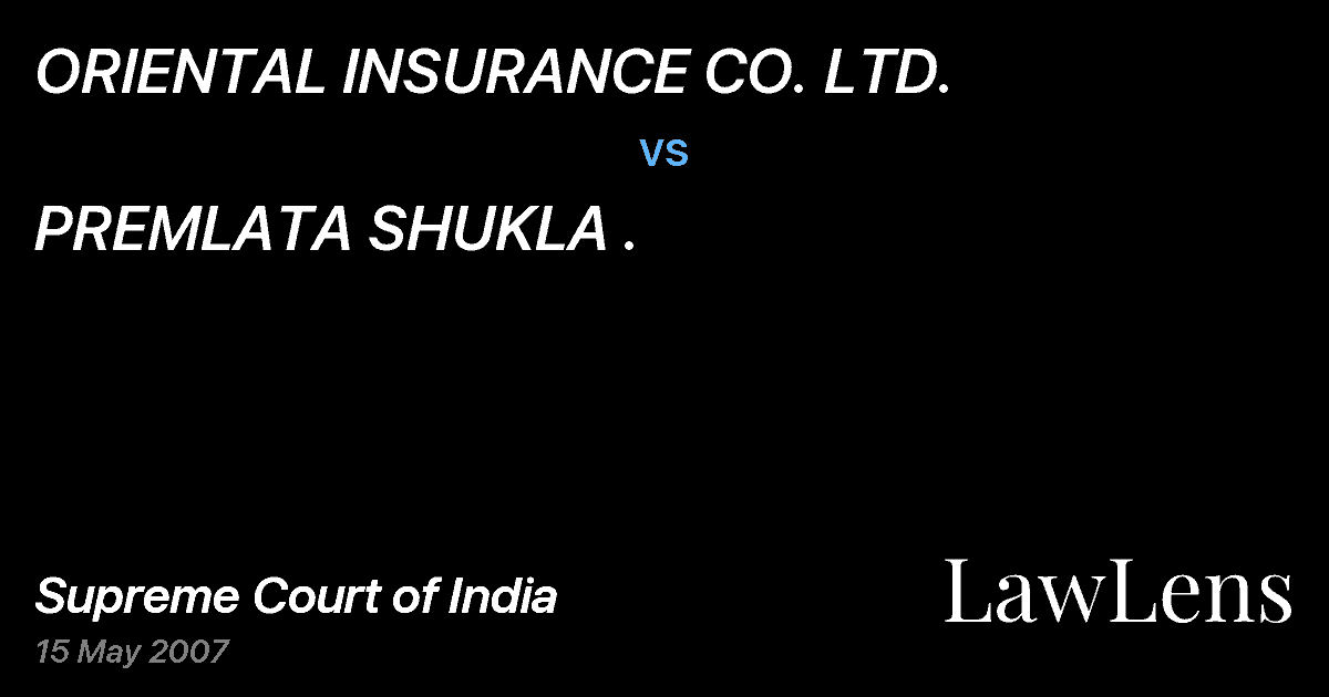 Preview image for ORIENTAL INSURANCE CO. LTD. vs. PREMLATA SHUKLA .