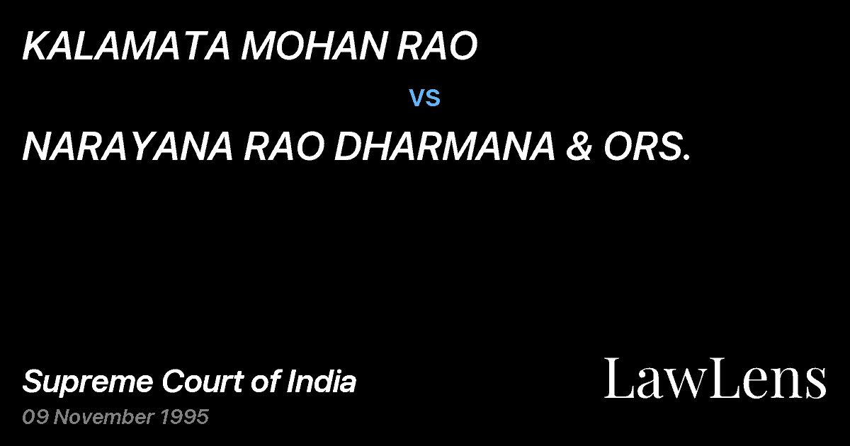 Preview image for KALAMATA MOHAN RAO vs. NARAYANA RAO DHARMANA & ORS.