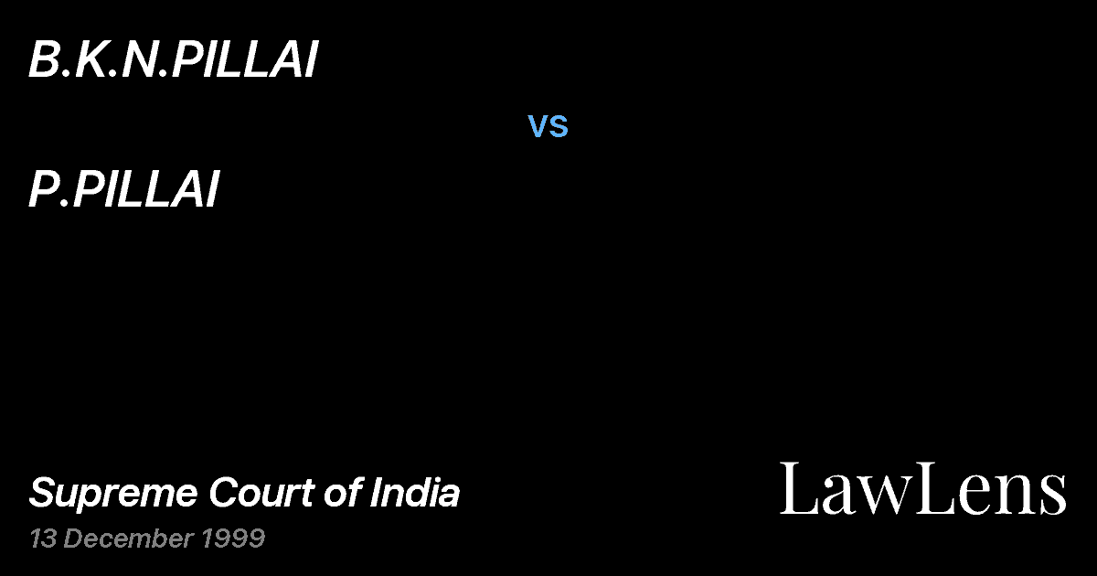 Preview image for B.K.N.PILLAI vs. P.PILLAI